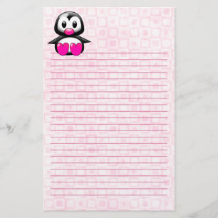 Papelaria Pinguim cor-de-rosa bonito