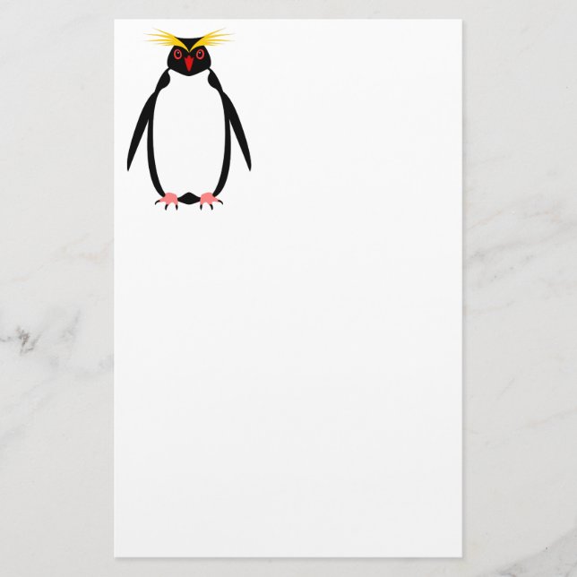 Papelaria Pinguim engraçado rockhopper ou macaroni (Frente)