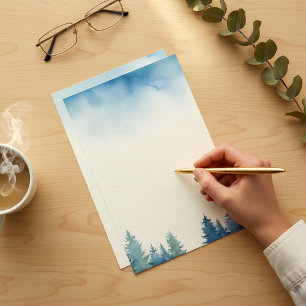 Papelaria Pinheiros azuis de inverno