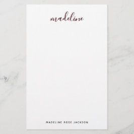 Papelaria Pink Blush Chic com nome de caligrafia preto