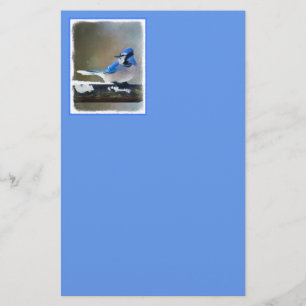 Papelaria Pintura Blue Jay - Arte Original para Pássaros