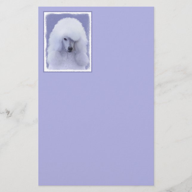 Papelaria Pintura Branca de Poodle Padrão - Arte Cão Origina (Frente)