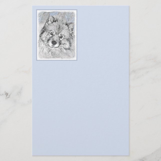 Papelaria Pintura de Keeshond Beth - Arte de Cachorro Origin (Frente)