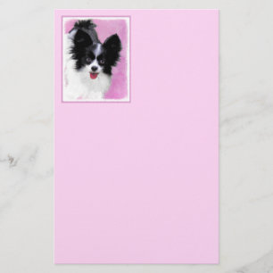 Papelaria Pintura de Papillon (Branco e Preto) - Arte Canina