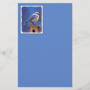 Papelaria Pintura de pássaro-azul (feminina) - Arte de pássa