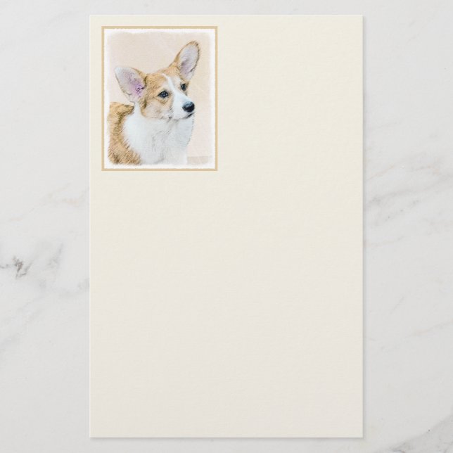 Papelaria Pintura de Pembroke Welsh Corgi - Arte Original pa (Frente)