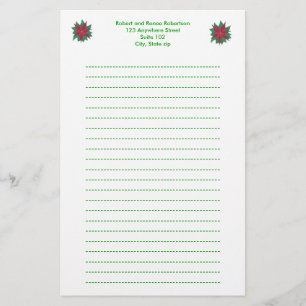 Papelaria Pintura de Poinsettia Flower Christmas Stationery