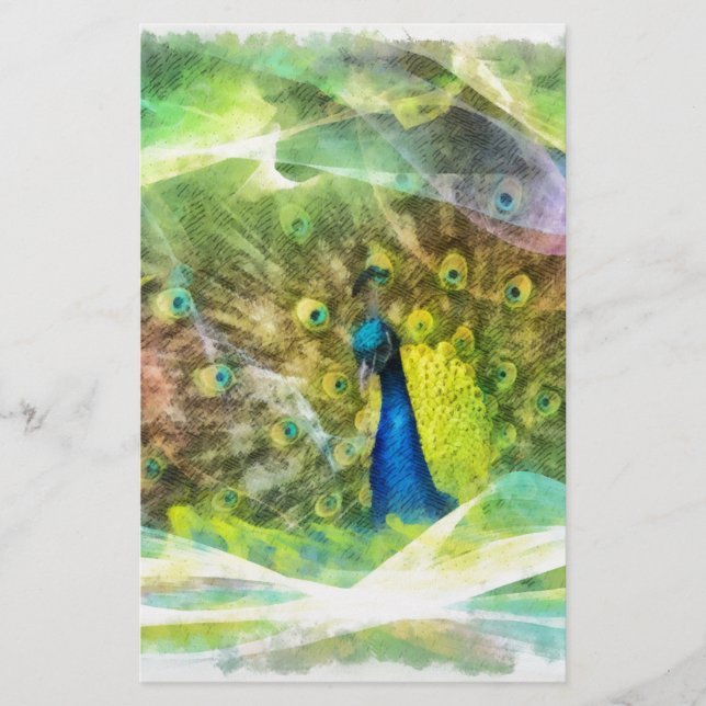 Papelaria Pintura digital Peacock (Frente)