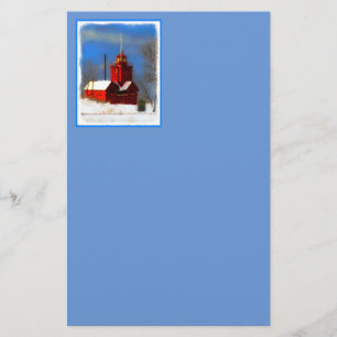 Papelaria Pintura do Farol Vermelho Grande - Arte Original