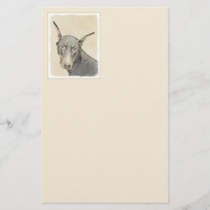 Papelaria Pintura Doberman Pinscher - Arte Original para Cac