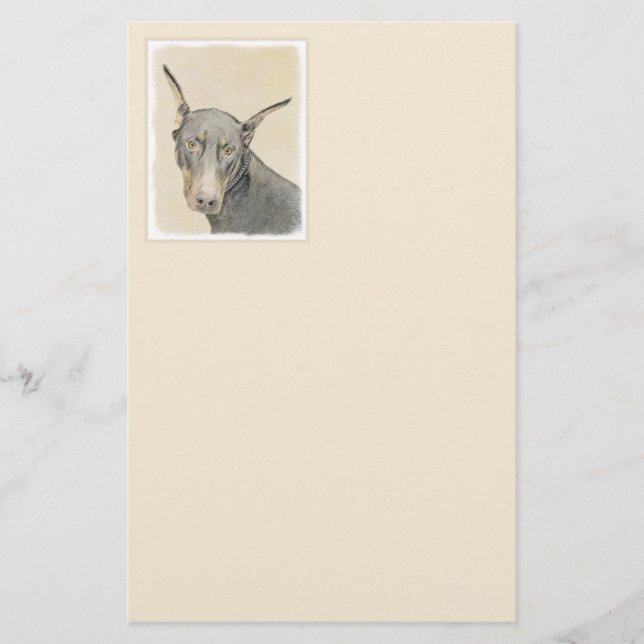 Papelaria Pintura Doberman Pinscher - Arte Original para Cac (Frente)