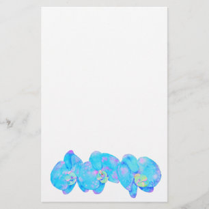 Papelaria Pintura em orquídea de cor azul-tropical