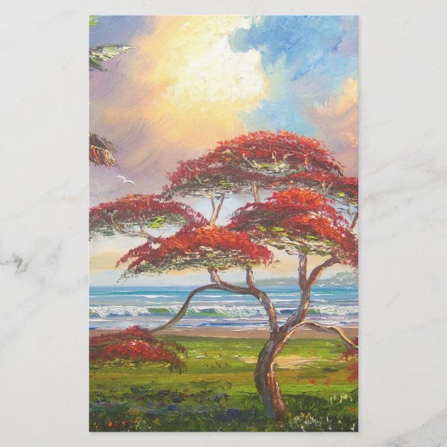 Papelaria Pintura real da árvore de Poinciana (Frente)