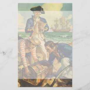 Papelaria Piratas do conto de fadas do vintage, ilha do