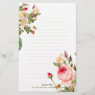 Papelaria PixDezines Rosas Vintage/Arte Botânica