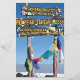Papelaria Placa indicativa no cume do Kilimanjaro Quênia