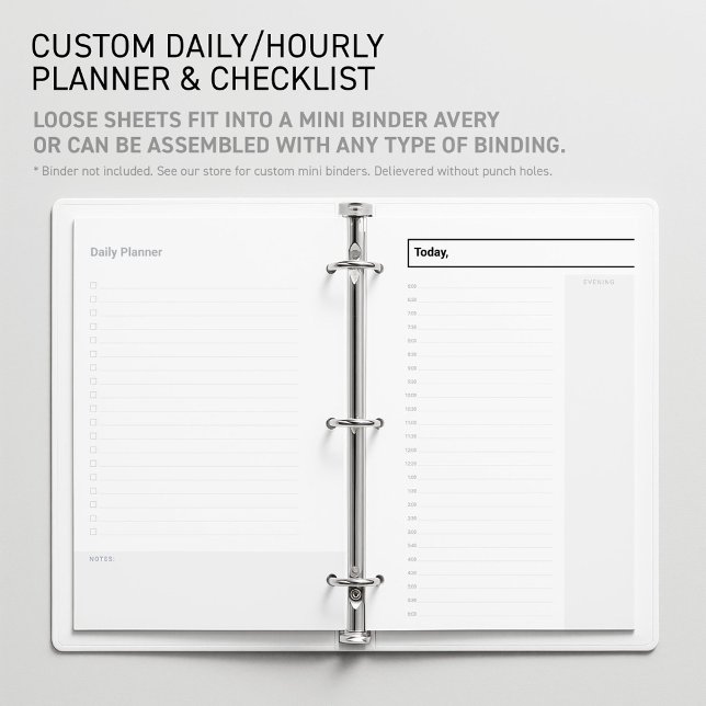Papelaria Planejador Diário Personalizado Sem Data Folhas de (Editable Mini Binder Planner Insert Daily Undated Schedule Sheet for flexible Time Management Tool.)