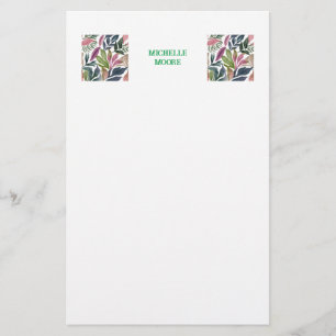 Papelaria Plano Minimalista Moderno Nome Flora Folhagem