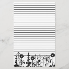 Papelaria Plantas Aquáticas Flores Selvagens Lindas a Preto