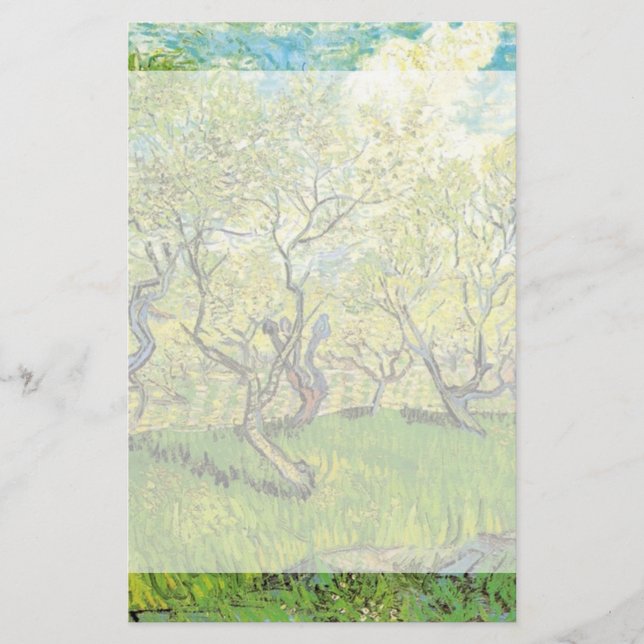 Papelaria Pomar em Blossom por Vincent van Gogh. (Frente)