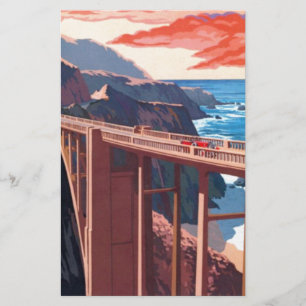 Papelaria Ponte Bixby Big Sur Vintage Turismo EUA