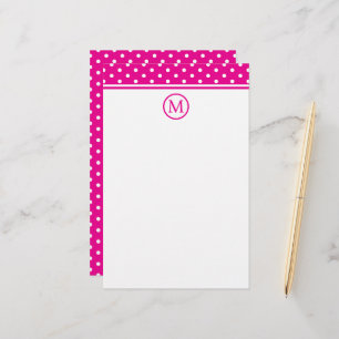 Papelaria Pontos Brancos Elegantes em Monograma Rosa Vibrant