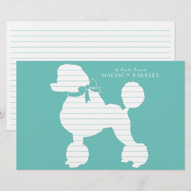 Papelaria Poodle Dog Puppy Silhouette (Frente/Verso)