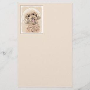 Papelaria Poodle Miniature Toy Apricot Cream Brown Dog Art