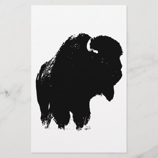 Papelaria Pop Art Buffalo Bison Silhouette (Frente)