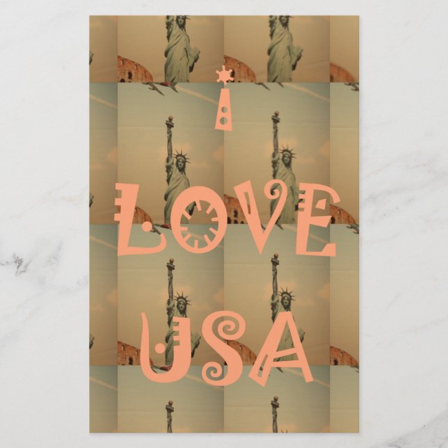 Papelaria Pop-Art Patriótico: "I Love USA" Graphic Art Desig (Frente)