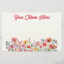 Papelaria Poppies on Parade Personalized Stationery