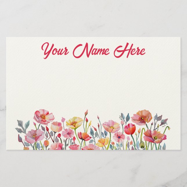 Papelaria Poppies on Parade Personalized Stationery (Frente)