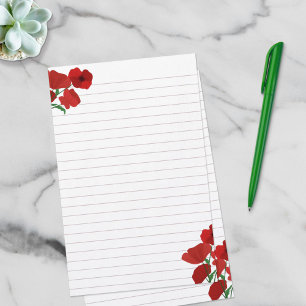Papelaria Poppies vermelhos ligados