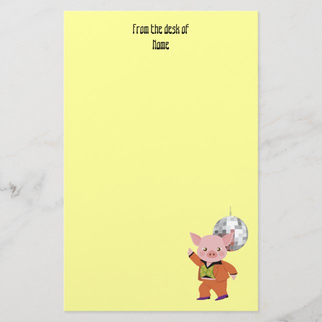 Papelaria Porco do disco com bola do disco (Frente)