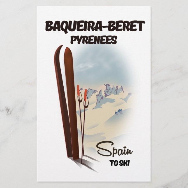 Papelaria Poster de esqui de Baqueira-Beret. (Frente)