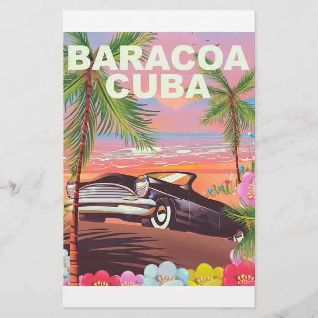 Papelaria Poster de viagens automático de Baracoa Cuba (Frente)