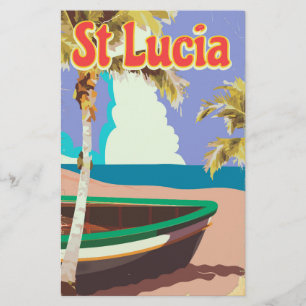 Papelaria Poster de viagens da praia do vintage de St Lucia