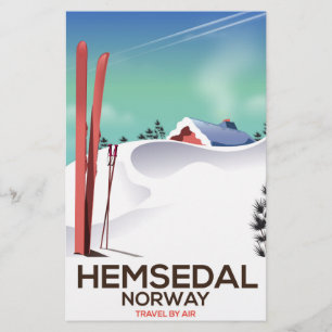 Papelaria Poster de viagens de Esqui Hemsedal Noruega