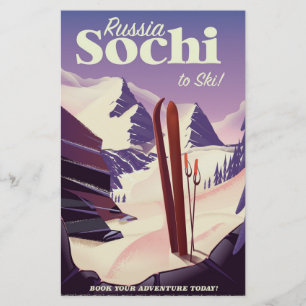 Papelaria Poster de viagens de Esqui Sochi Rússia