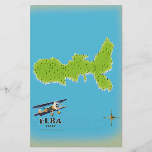 Papelaria Poster de viagens do mapa Elba Itália (Frente)