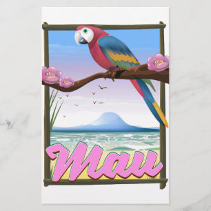 Papelaria Poster de viagens tropical de papagaio Maui Hawaii