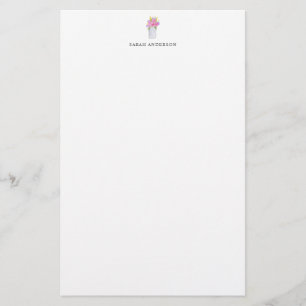 Papelaria Pote de Pedra Personalizado com Floral Rosa em Aqu