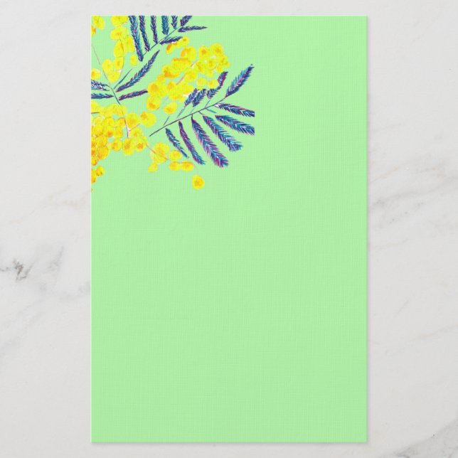 Papelaria Potência moderna de aquarelas da flor Mimosa (Frente)
