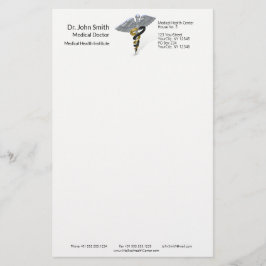 Papelaria Prata Médica Caduceus Preto Dourado - Papel de Car