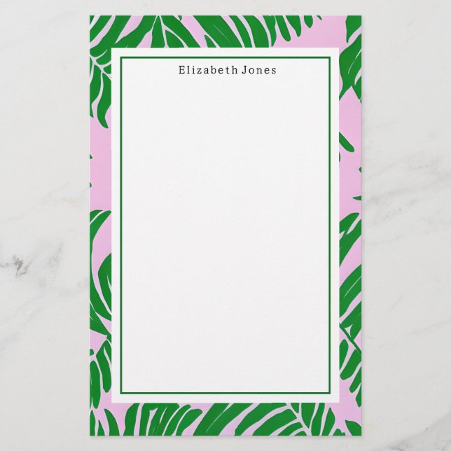 Papelaria Preppy Palm Tree Pink + Verde (Frente)