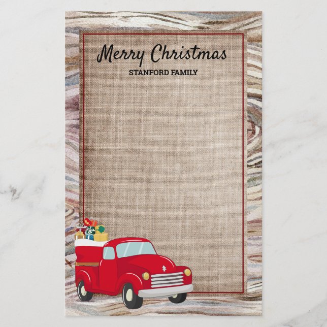 Papelaria Presentes de Natal Caminhão Vermelho Madeira Rústi (Frente)