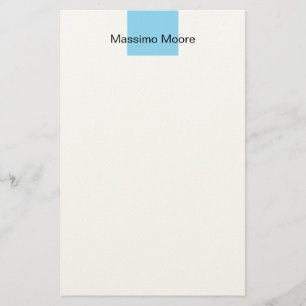 Papelaria Preto Azul Branco Simples Elegante Nome Próprio