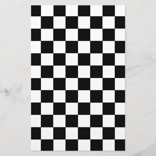Papelaria Preto e branco Checkered (Frente)