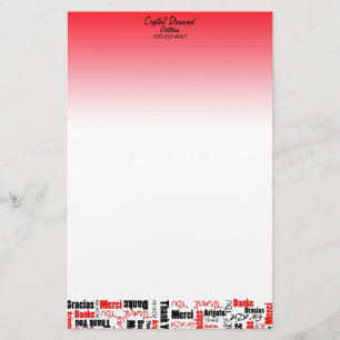 Papelaria Preto e Vermelho Multilingues, Obrigado, Nuvem de 