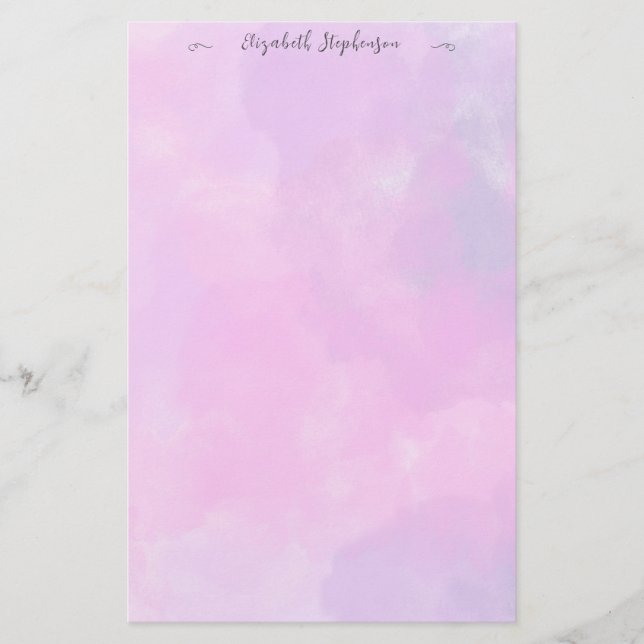 Papelaria Pretty pink feminine watercolor custom name (Frente)